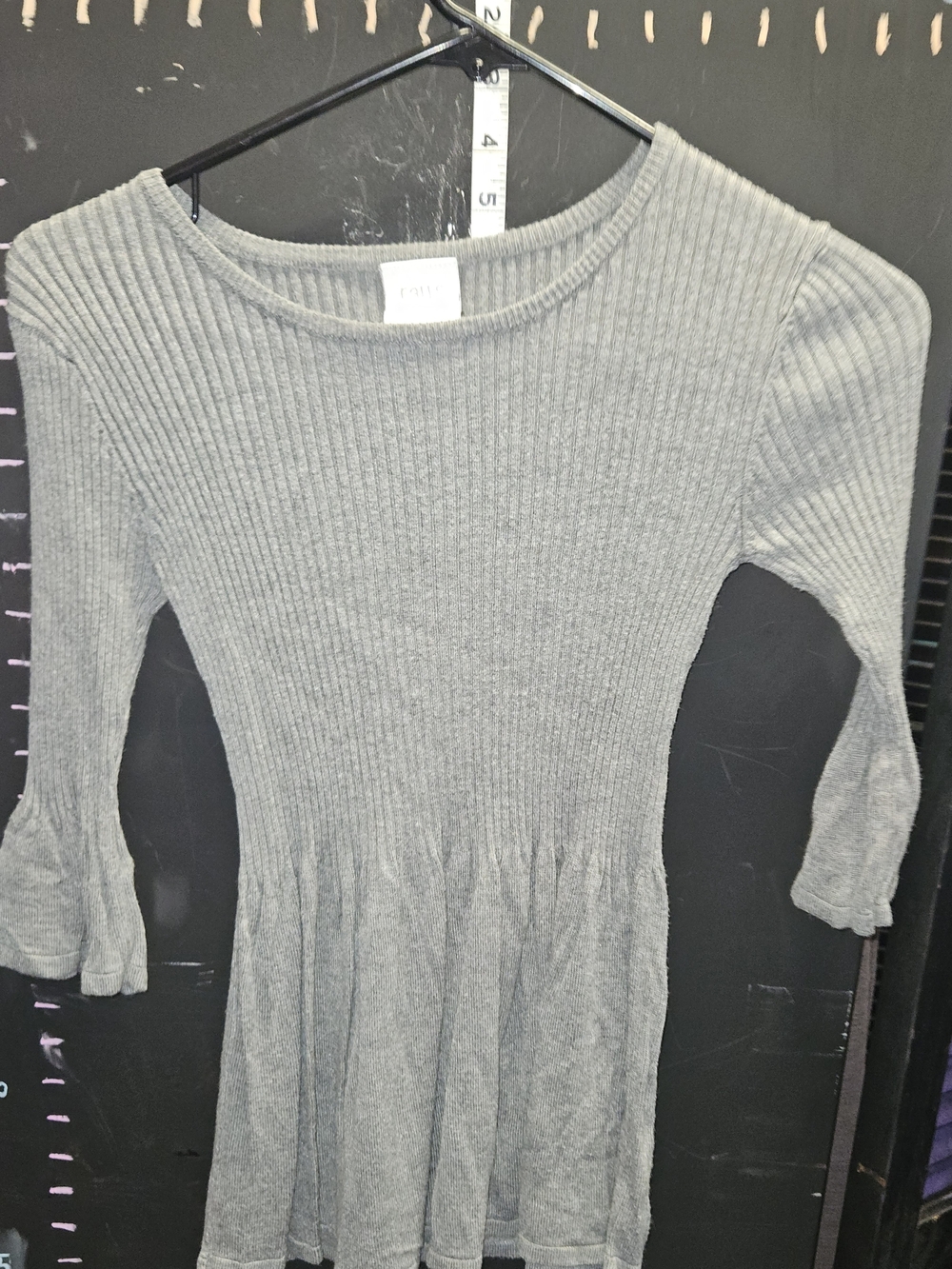 Falls Creek Heather Gray Ribbed Scoop Neck Tee Girls Size 7/8 Medium M